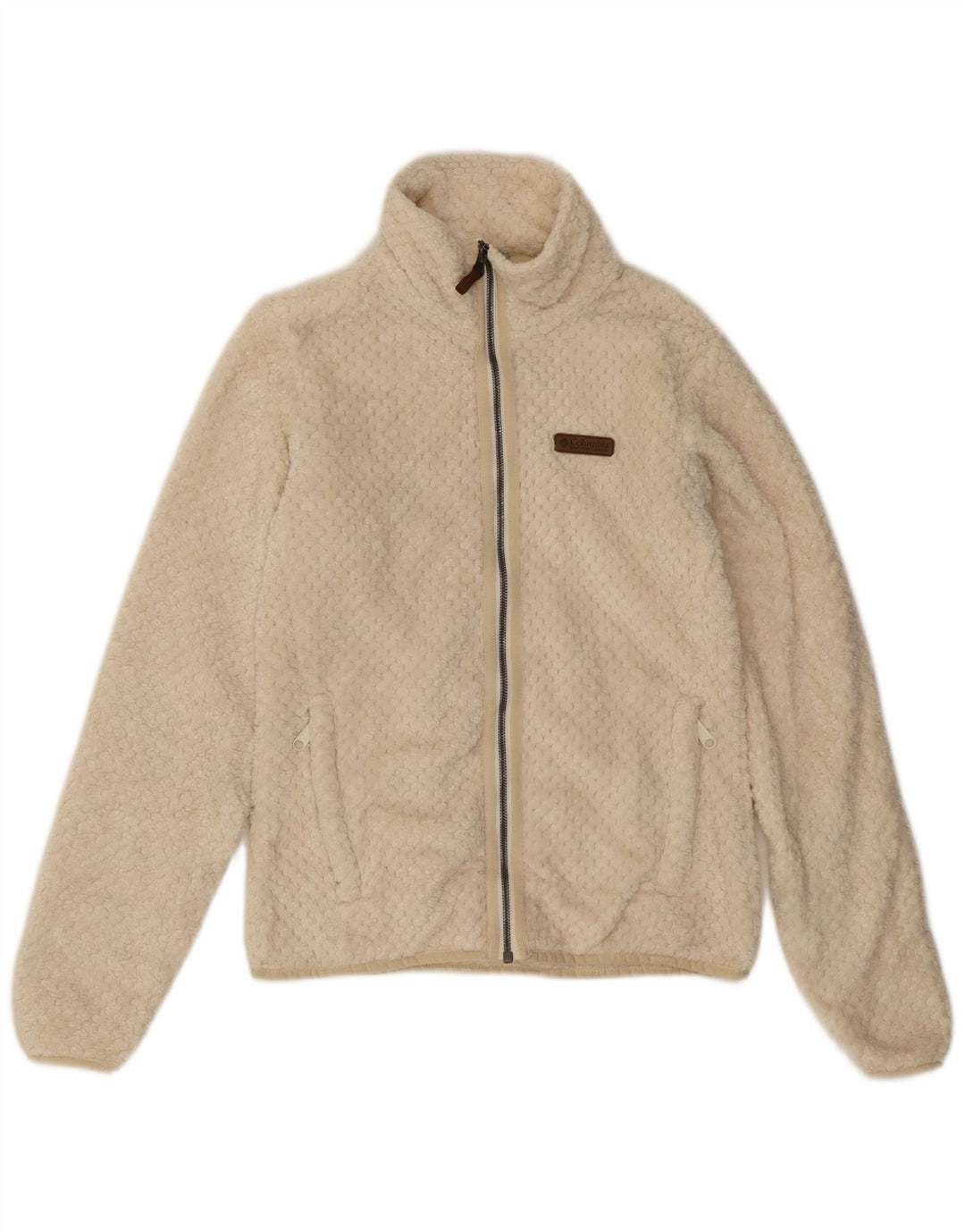 Columbia Womens Fleece Jacket UK 10 Small Off White Polyester