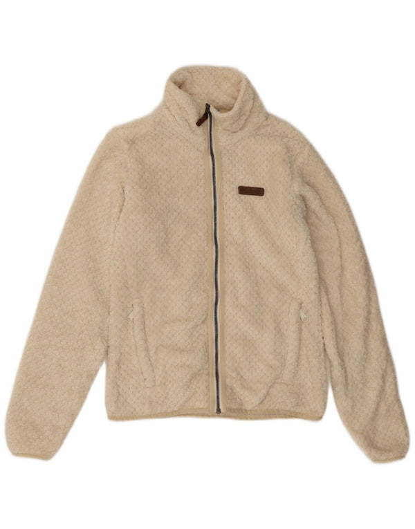 Columbia Womens Fleece Jacket UK 10 Small Off White Polyester