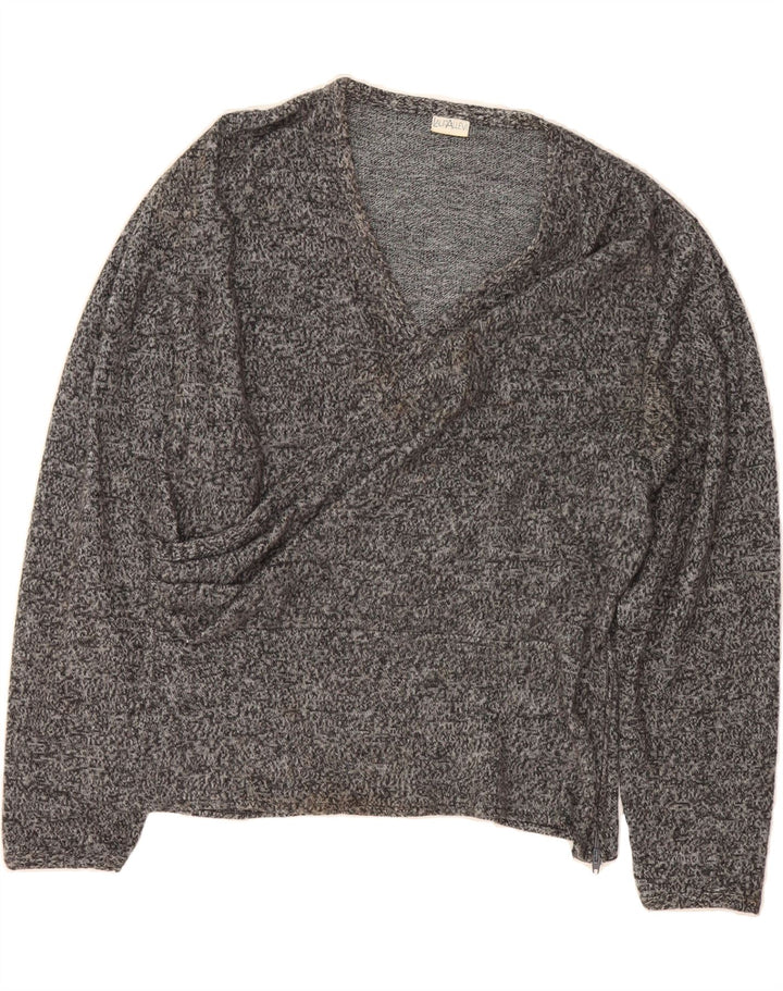 VINTAGE Womens V-Neck Jumper Sweater IT 46/48 Large Grey Acrylic Vintage Vintage and Second-Hand Vintage from Messina Hembry 