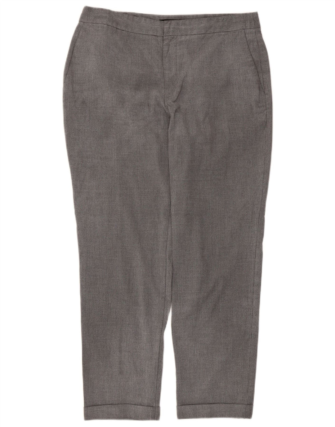 Zara Womens Straight Chino Trousers EU 40 Medium W30 L27 Grey Houndstooth