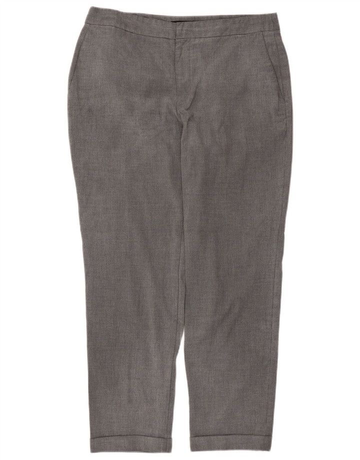 Zara Womens Straight Chino Trousers EU 40 Medium W30 L27 Grey Houndstooth