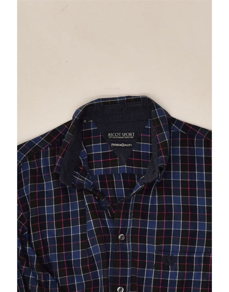 ASCOT SPORTS Mens Flannel Shirt Medium Navy Blue Check | Vintage Ascot Sports | Thrift | Second-Hand Ascot Sports | Used Clothing | Messina Hembry 