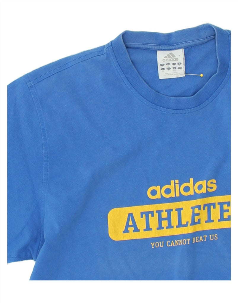 ADIDAS Mens Slim Graphic T-Shirt Top XL Blue Cotton | Vintage Adidas | Thrift | Second-Hand Adidas | Used Clothing | Messina Hembry 