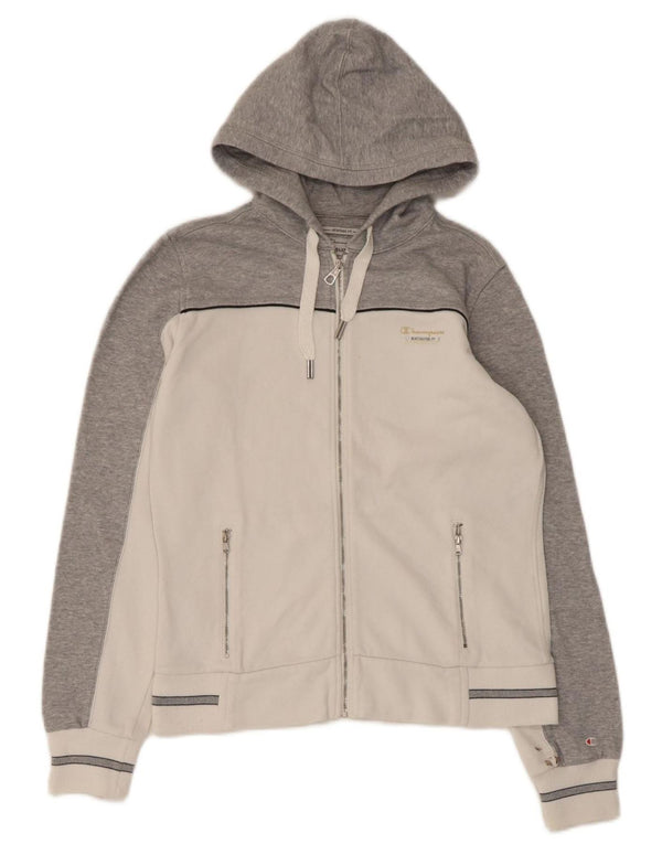 Champion Womens Heritage Fit Zip Hoodie Sweater UK 14 Medium White