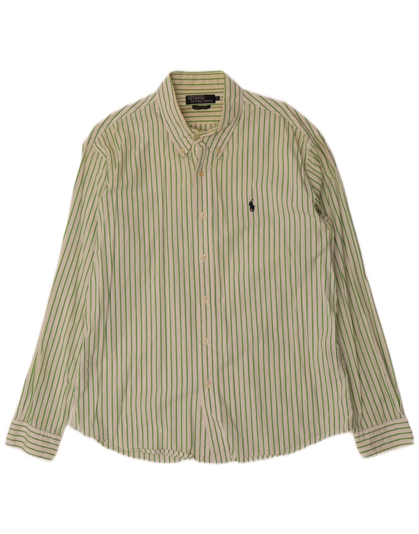 Polo Ralph Lauren Mens Custom Fit Shirt XL Green Striped Cotton