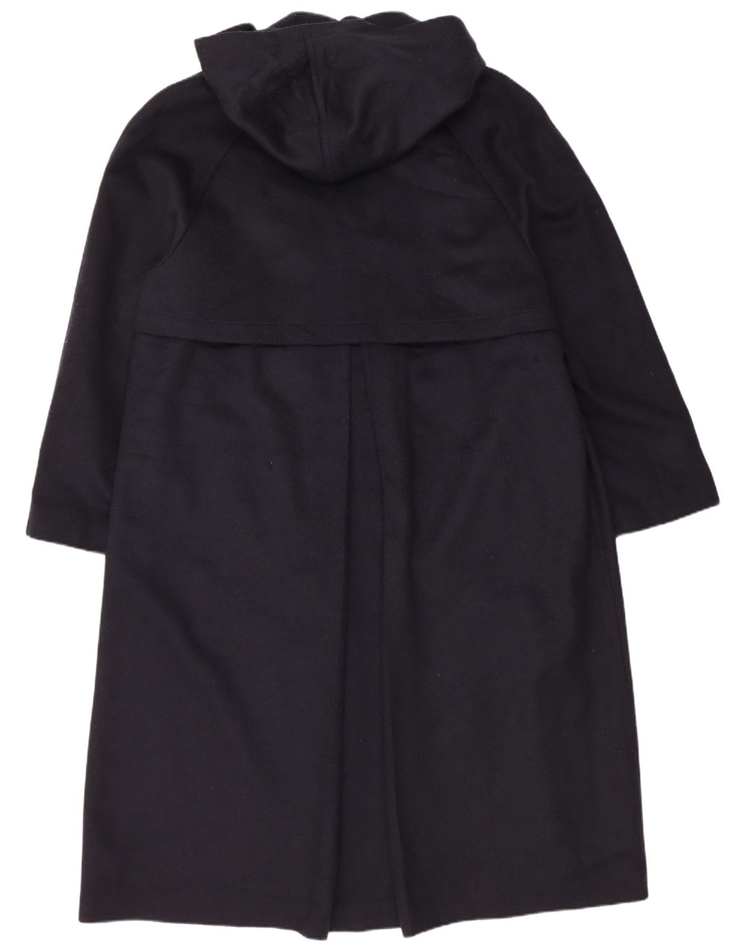 Vintage Mens Hooded Overcoat IT 48 Medium Navy Blue Wool