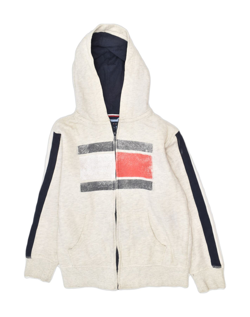 TOMMY HILFIGER Boys Graphic Zip Hoodie Sweater 12-13 Years Medium Off White | Vintage | Thrift | Second-Hand | Used Clothing | Messina Hembry 