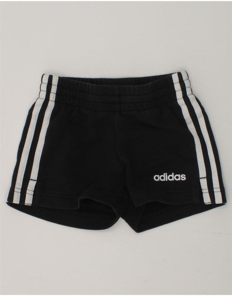 ADIDAS Girls Graphic Sport Shorts 7-8 Years Black Cotton | Vintage Adidas | Thrift | Second-Hand Adidas | Used Clothing | Messina Hembry 