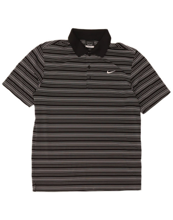 Nike Mens Dri Fit Polo Shirt Small Black Striped Polyester