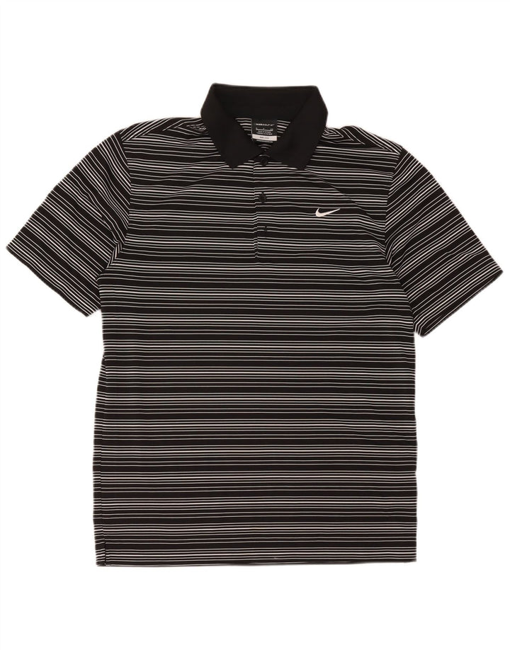 Nike Mens Dri Fit Polo Shirt Small Black Striped Polyester