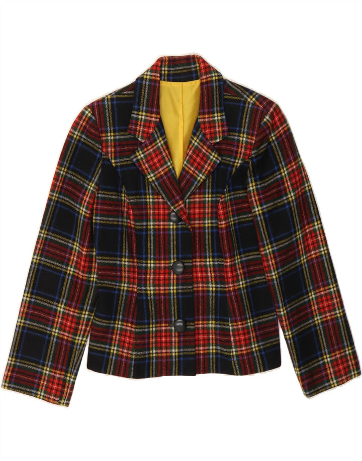 VINTAGE Girls 3 Button Blazer Jacket 9-10 Years Multicoloured Check Vintage Vintage and Second-Hand Vintage from Messina Hembry 