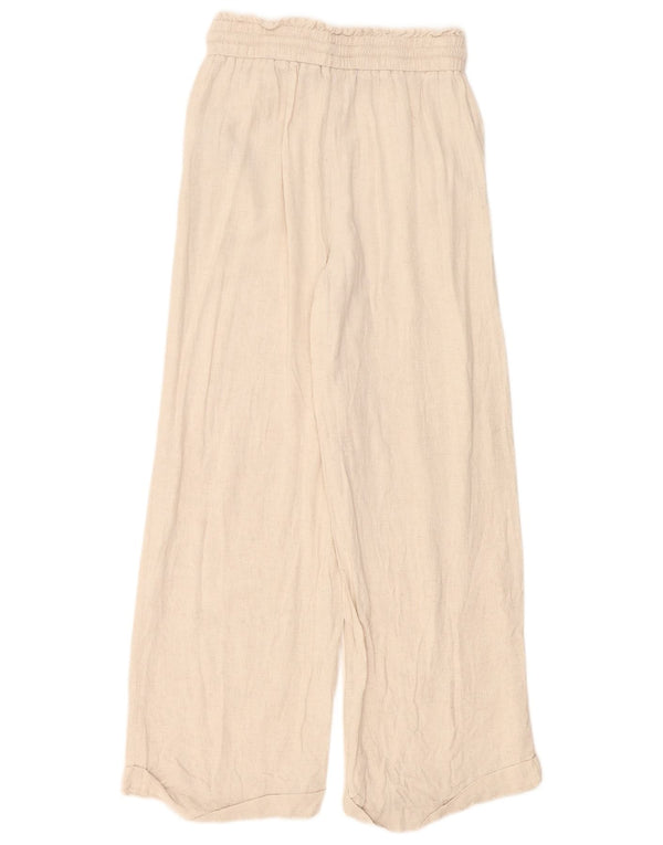 Zara Womens Wide Leg Casual Trousers Small W26 L28 Beige Viscose
