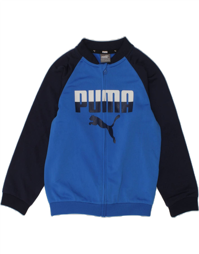 PUMA Boys Graphic Tracksuit Top Jacket 3-4 Years Blue Colourblock | Vintage Puma | Thrift | Second-Hand Puma | Used Clothing | Messina Hembry 