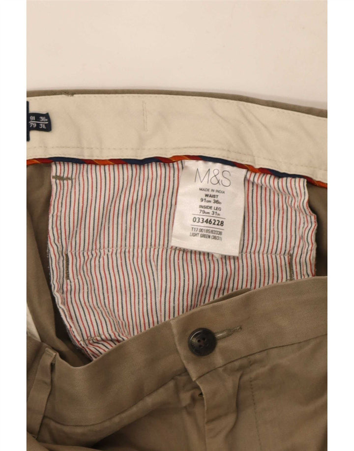 Marks & Spencer Mens Blue Harbour Pegged Chino Trousers W36 L31 Khaki