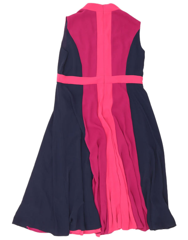 Hobbs Womens Sleeveless Maxi Dress UK 18 XL Navy Blue Colourblock Polyester