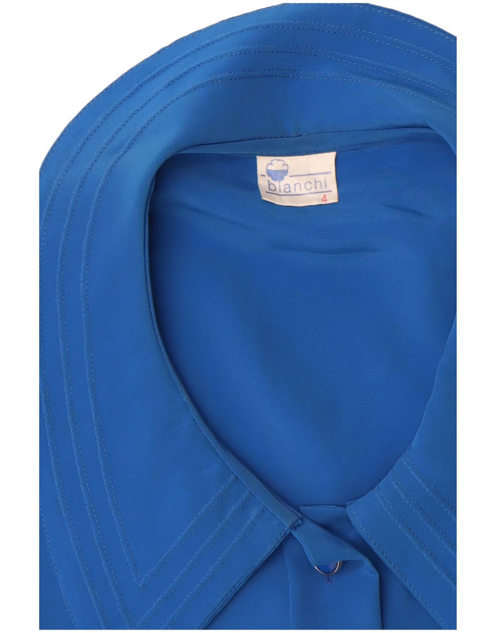 Vintage Womens Shirt Blouse UK 14 Large Blue Polyester