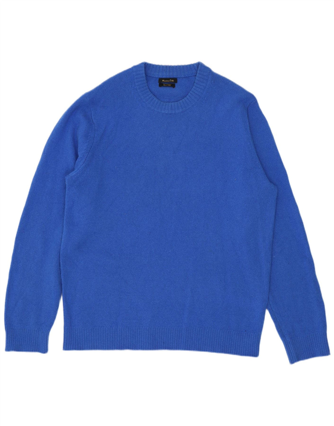 Massimo Dutti Mens Crew Neck Jumper Sweater Large Blue Wool