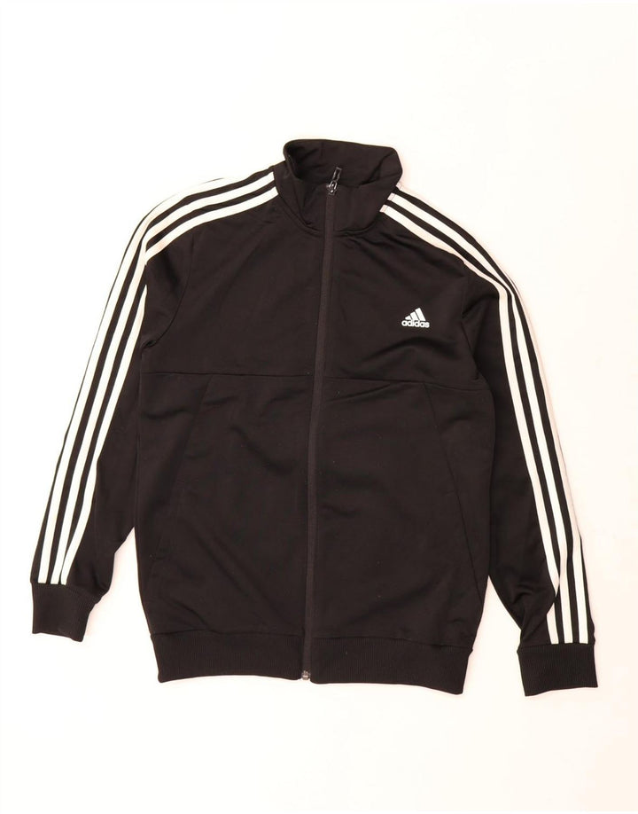 ADIDAS Boys Climalite Tracksuit Top Jacket 13-14 Years Black Polyester