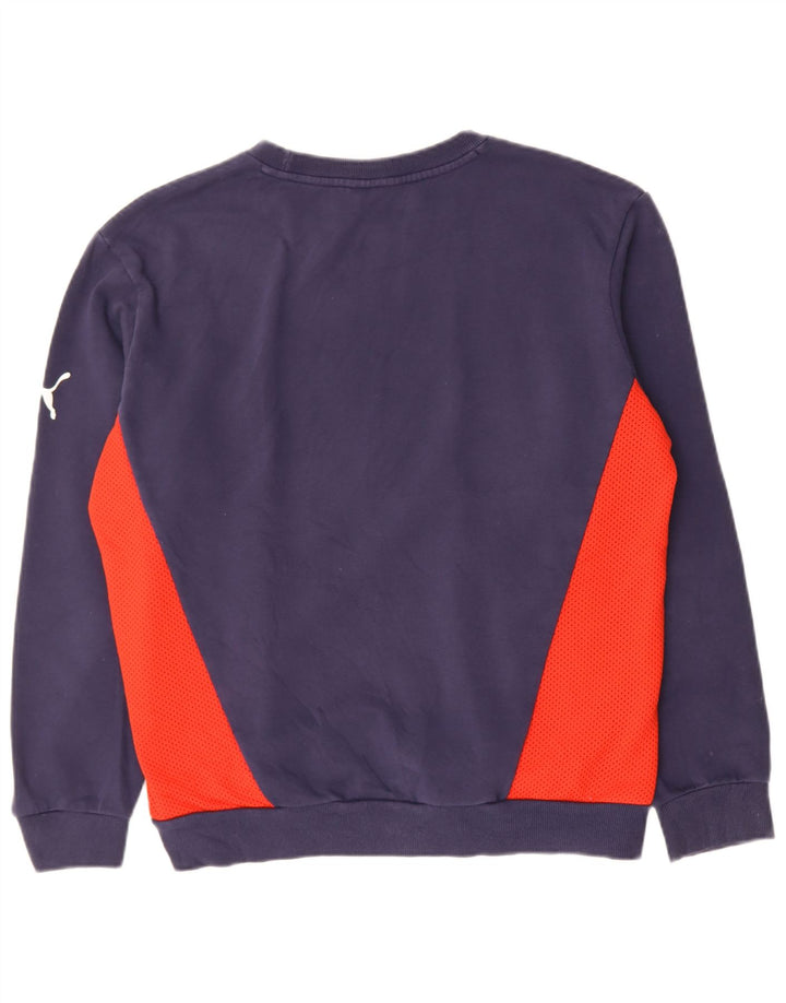 PUMA Mens Graphic Sweatshirt Jumper Medium Navy Blue Colourblock Cotton