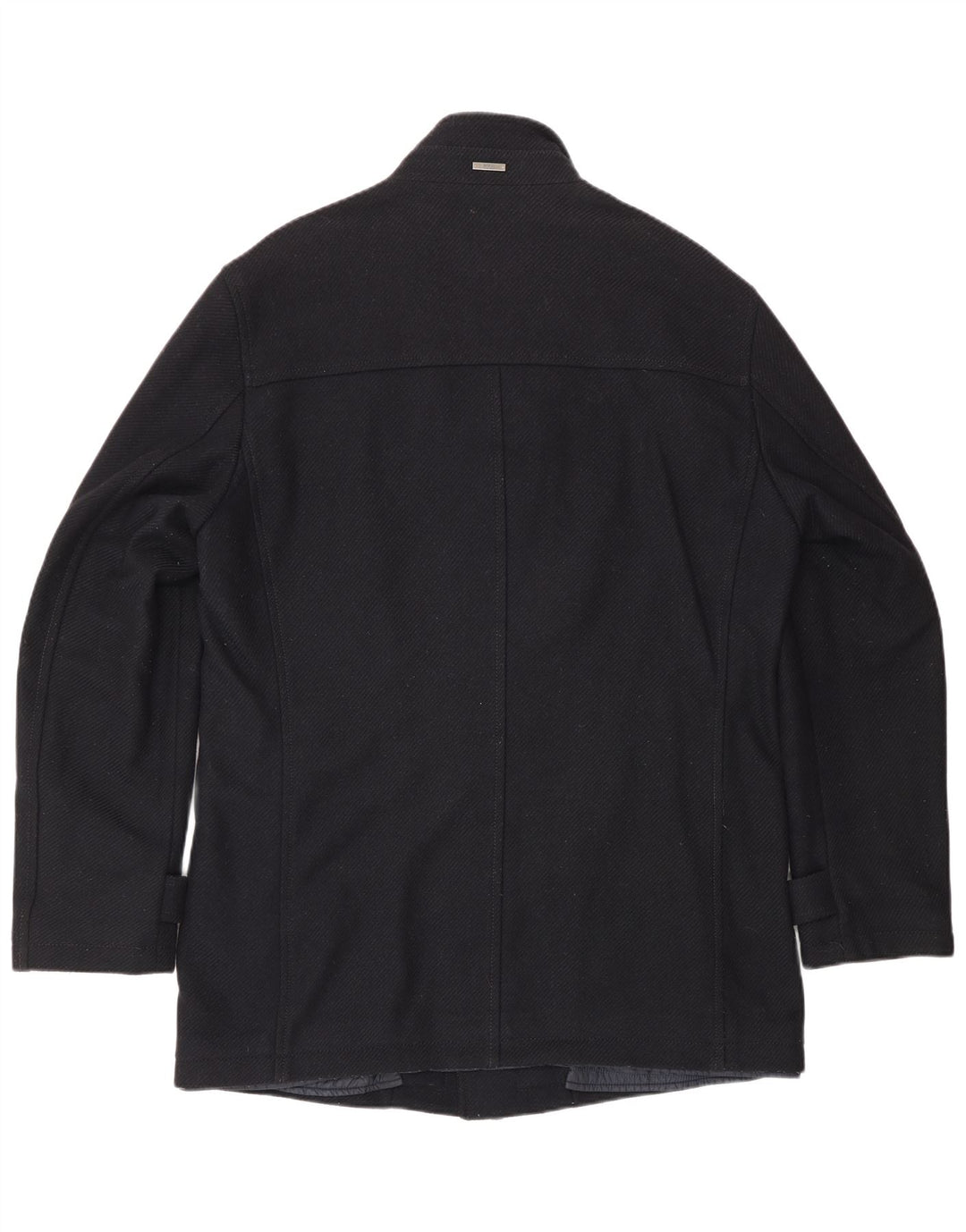 Hugo Boss Mens Overcoat EU 50 Large Navy Blue Wool