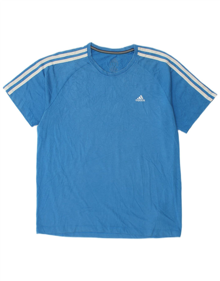 Adidas Mens Climalite T-Shirt Top Large Blue Cotton