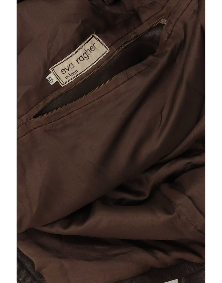 Vintage Mens Double Breasted Leather Blazer Jacket IT 50 Large Brown