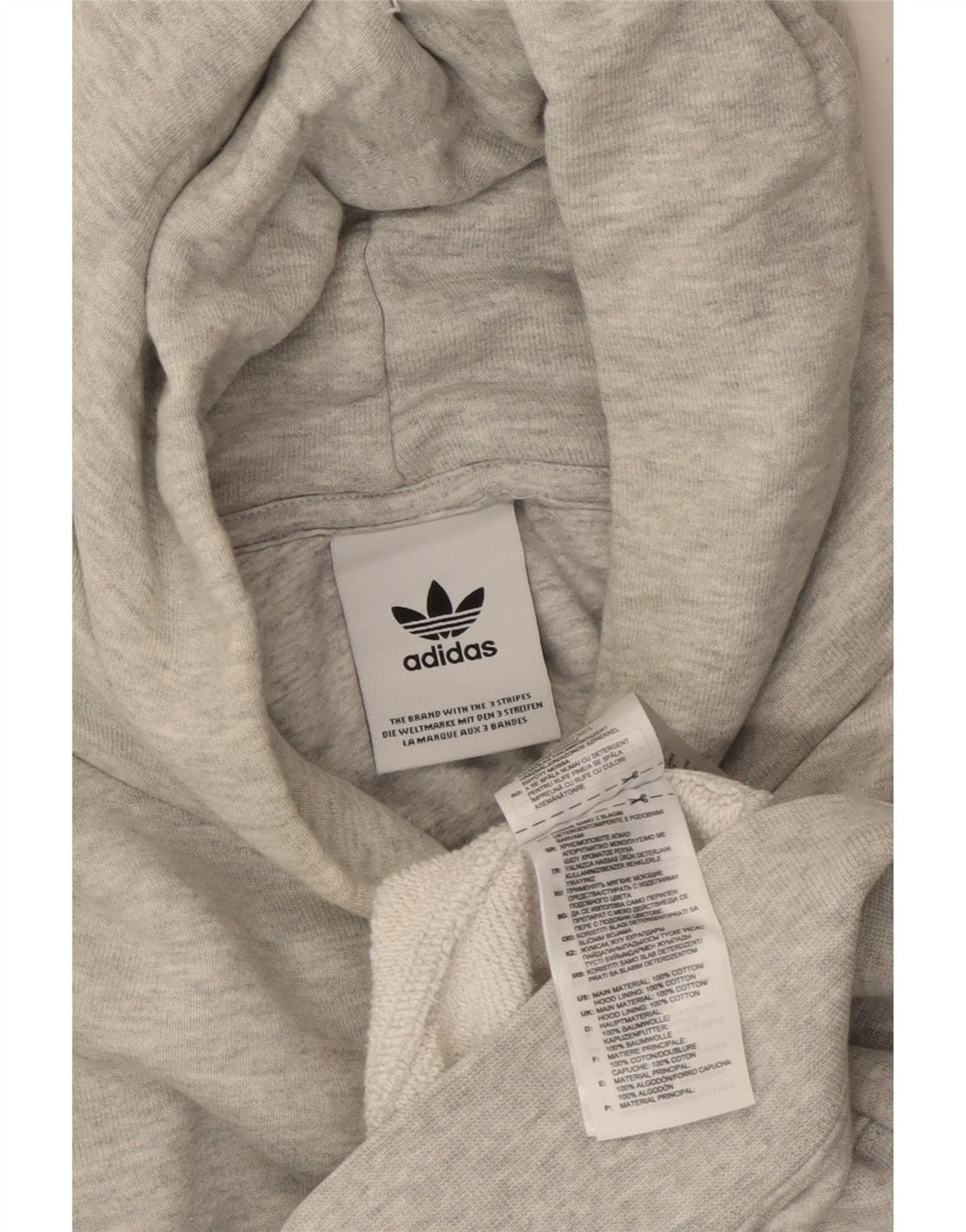 Adidas Womens Crop Hoodie Jumper UK 14 Medium Grey Cotton