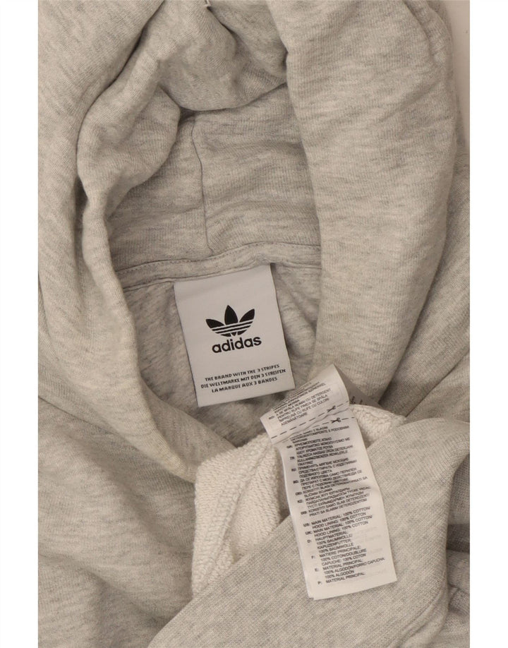 Adidas Womens Crop Hoodie Jumper UK 14 Medium Grey Cotton