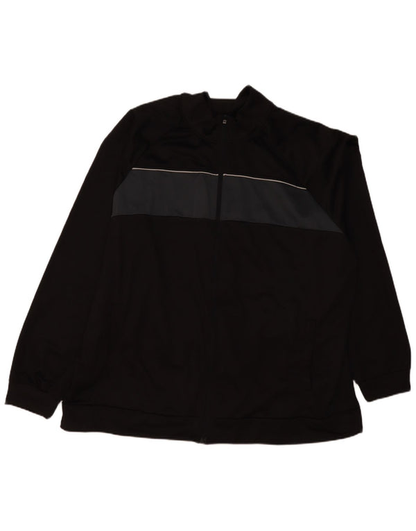 Vintage Mens Tracksuit Top Jacket 3XL Black Colourblock Polyester
