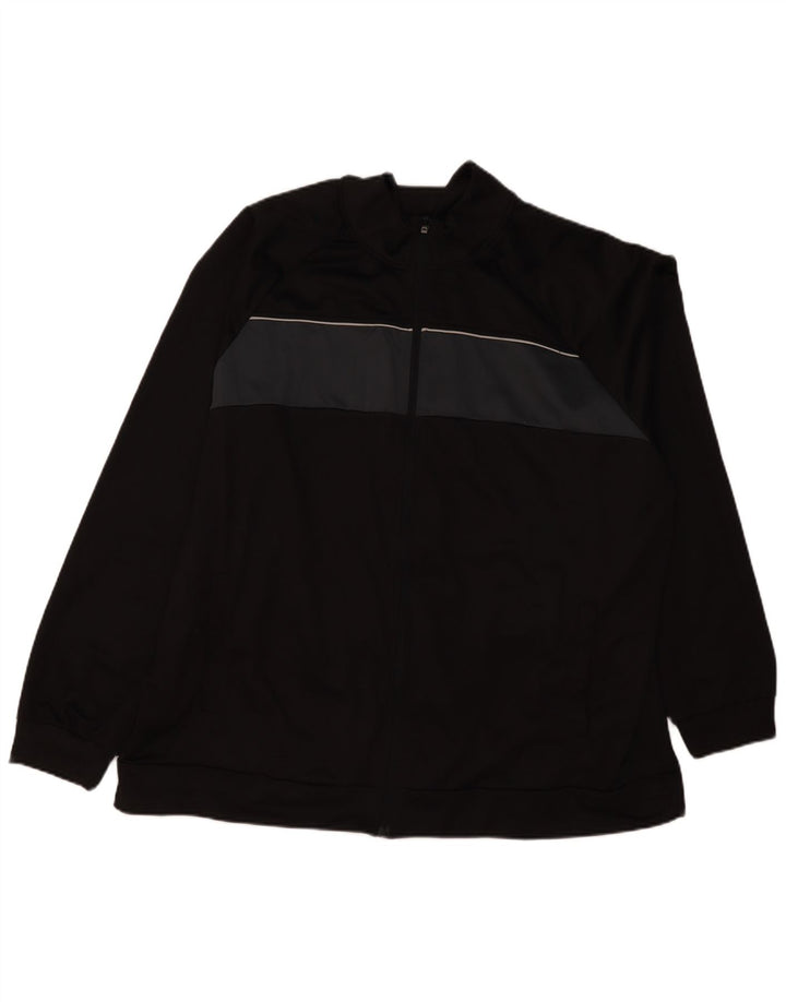 Vintage Mens Tracksuit Top Jacket 3XL Black Colourblock Polyester