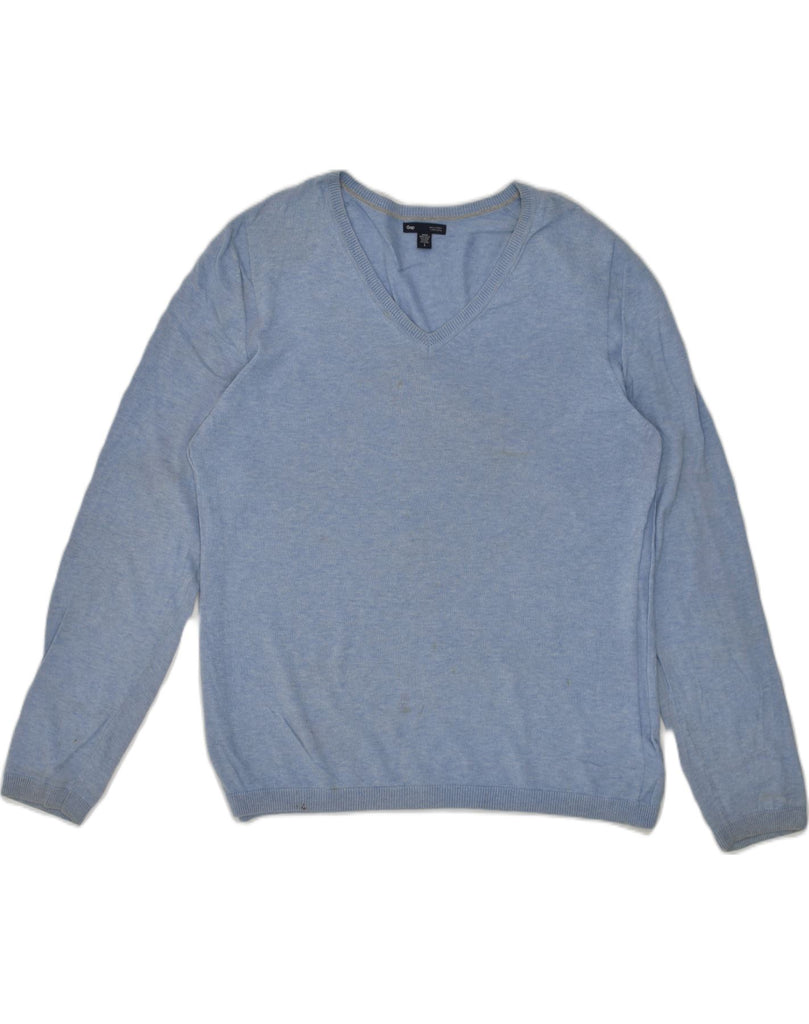 GAP Mens V-Neck Jumper Sweater Large Blue Cotton | Vintage Gap | Thrift | Second-Hand Gap | Used Clothing | Messina Hembry 