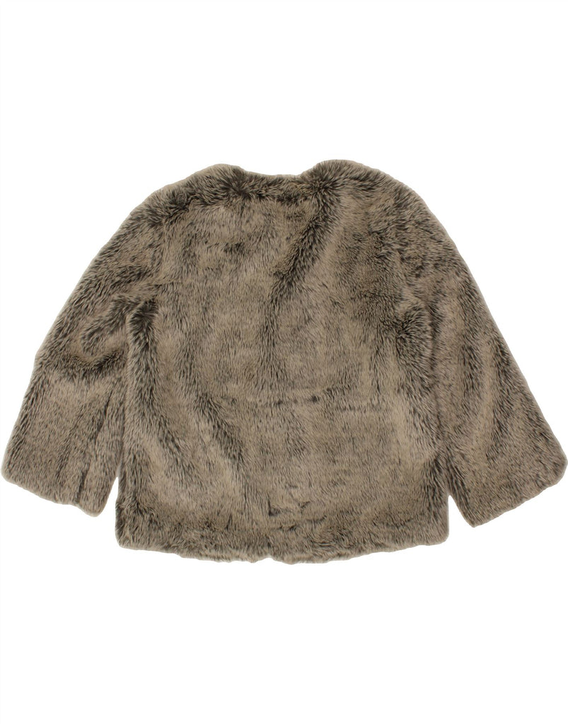 BENETTON Womens Faux Fur Jacket UK 12 Medium Grey Acrylic Vintage Benetton and Second-Hand Benetton from Messina Hembry 
