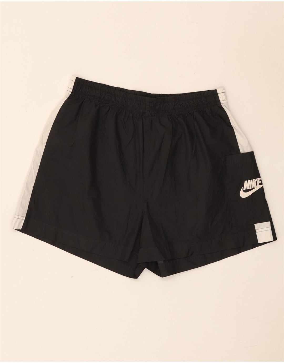 Nike Womens Graphic Sport Shorts UK 16 Large Black Colourblock Polyester