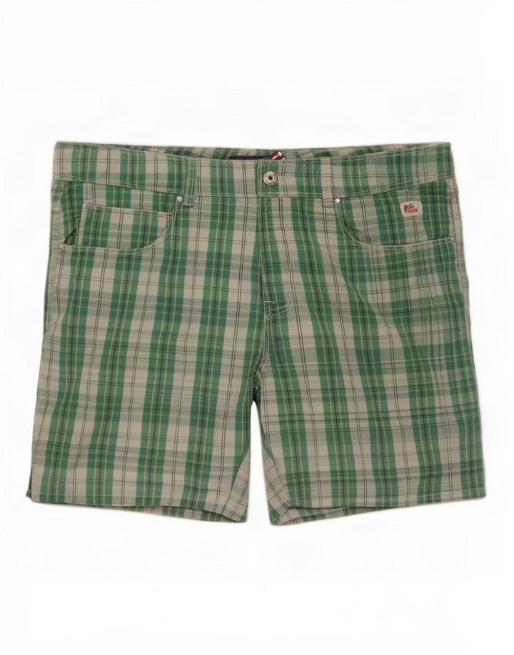 Roy Rogers Mens Swimming Shorts Large Green Check Polyester