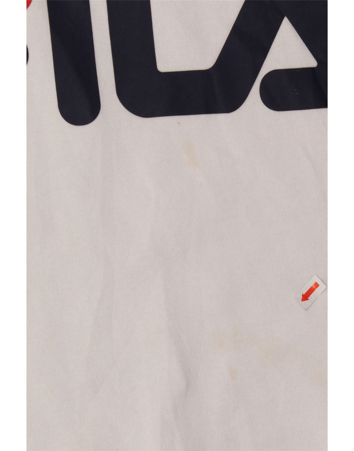 FILA Mens Graphic Sweatshirt Jumper Medium White Cotton Vintage Fila and Second-Hand Fila from Messina Hembry 