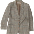 MOTIVI Womens Oversized 3 Button Blazer Jacket UK 10 Small Grey Plaid Wool