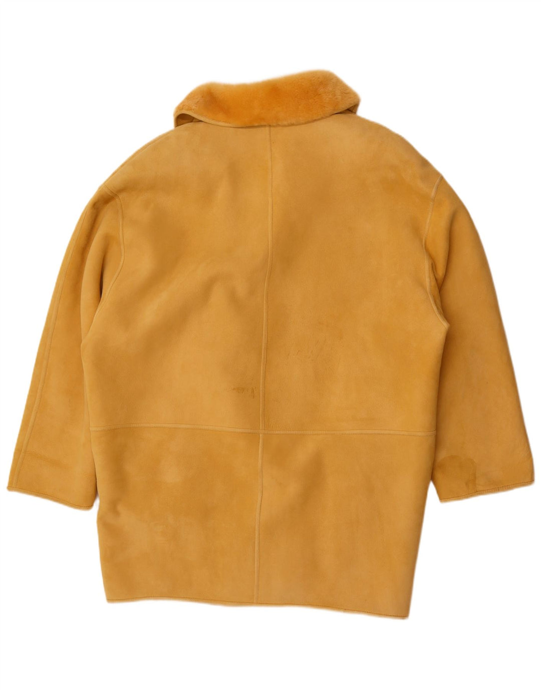 Vintage Womens Double Breasted Oversized Shearling Coat IT 44 Medium Yellow