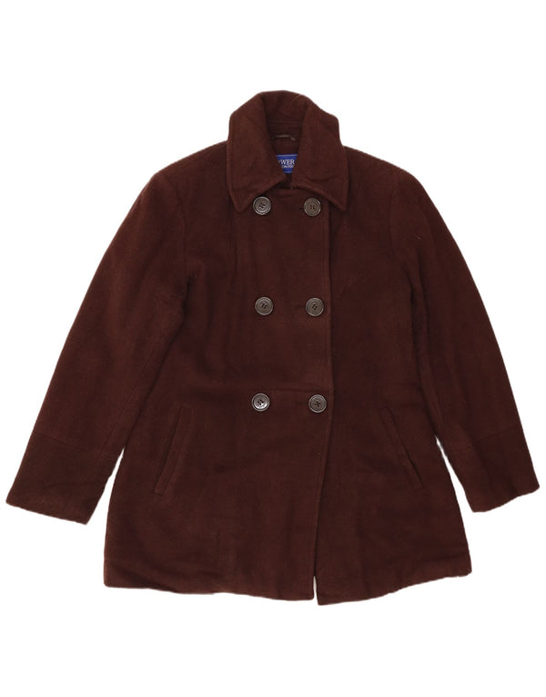 LONDON FOG Womens Pea Coat UK 14 Medium Brown Wool