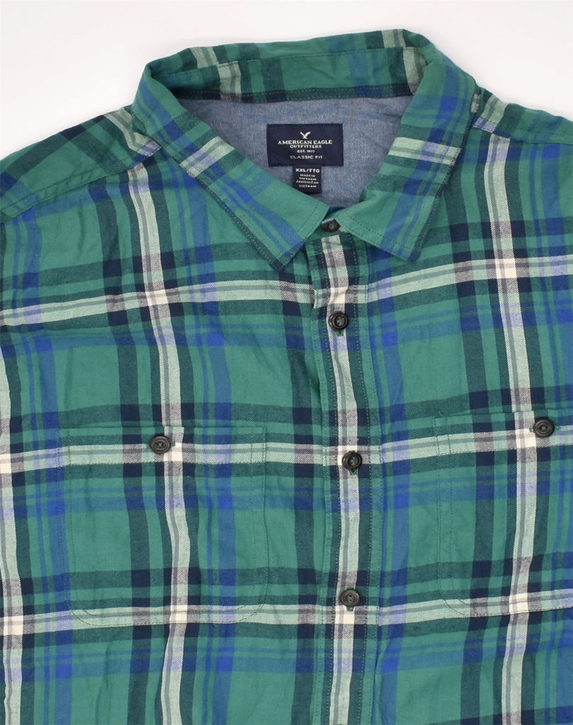 AMERICAN EAGLE Mens Classic Fit Shirt 2XL Green Check Cotton | Vintage American Eagle | Thrift | Second-Hand American Eagle | Used Clothing | Messina Hembry 