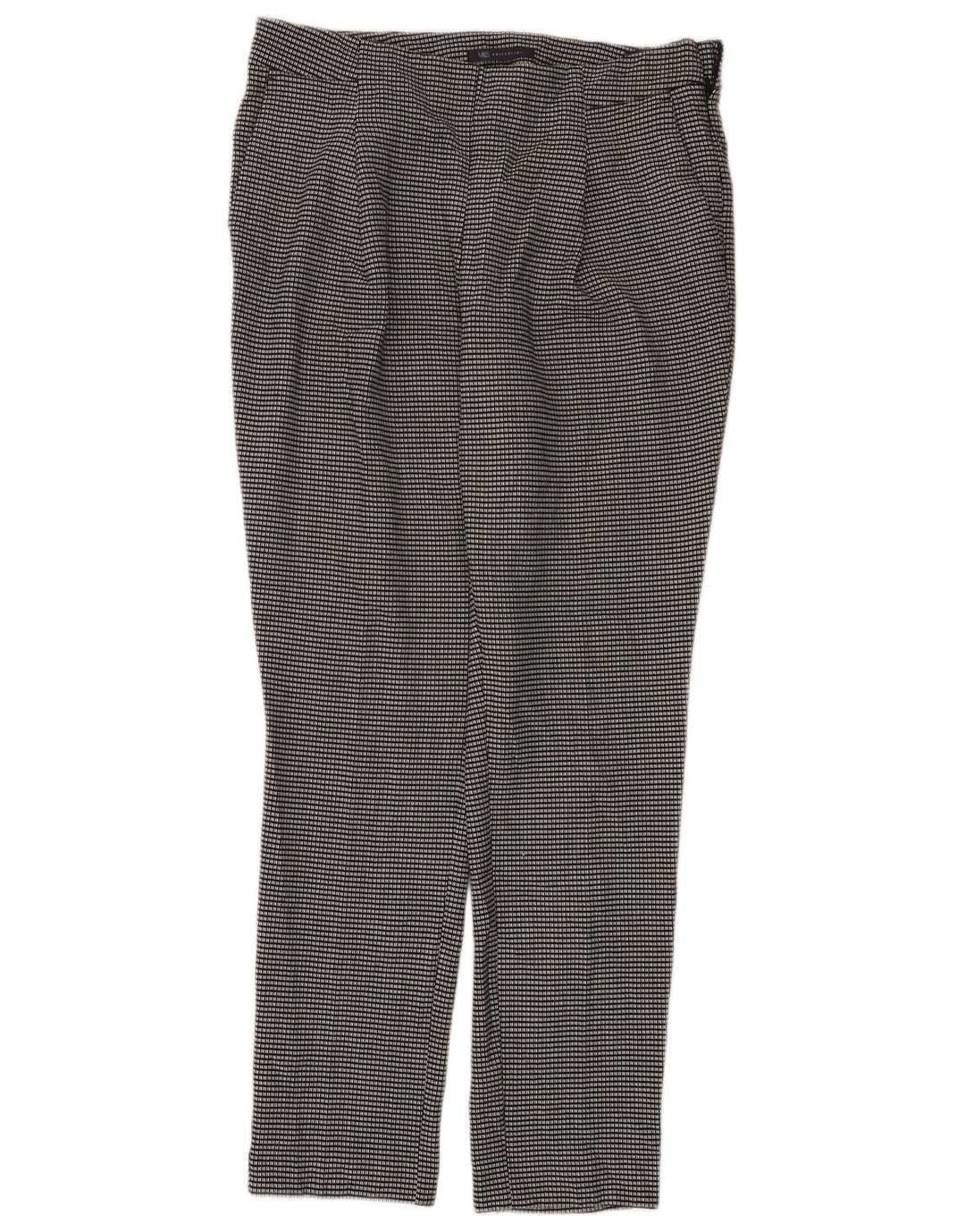 Marks & Spencer Womens Chino Trousers UK 12 Medium W32 L29 Black Check