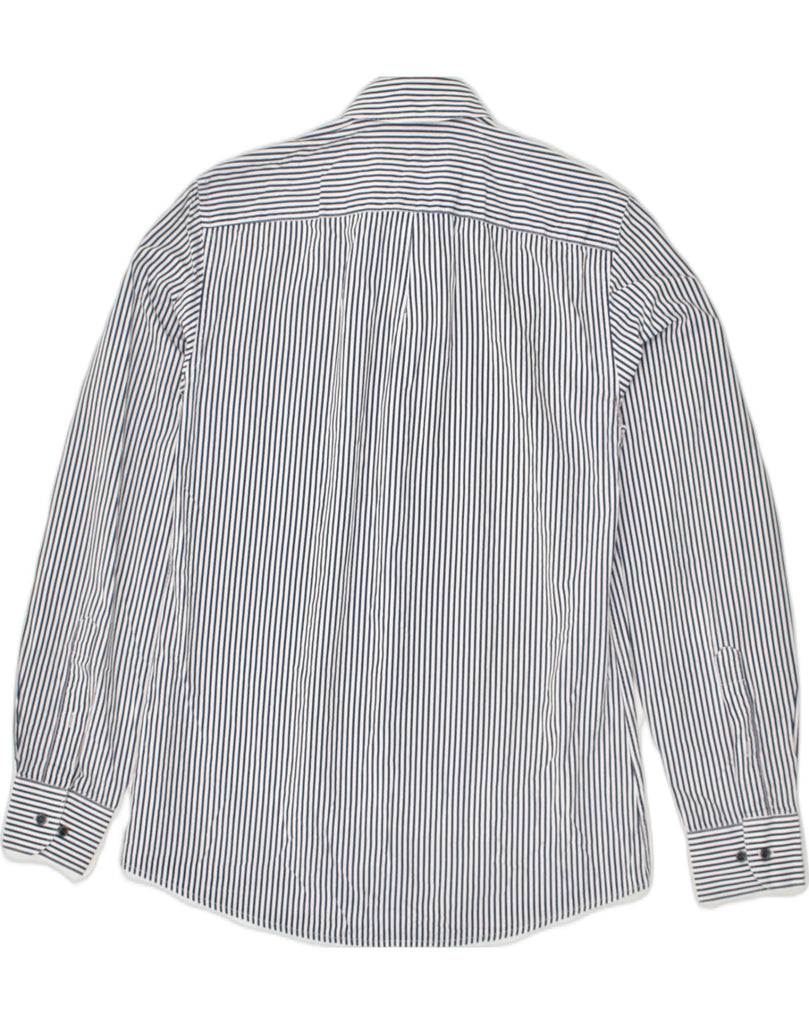 TRUSSARDI Mens Regular Fit Shirt Size 38 Medium Navy Blue Striped Cotton | Vintage Trussardi | Thrift | Second-Hand Trussardi | Used Clothing | Messina Hembry 