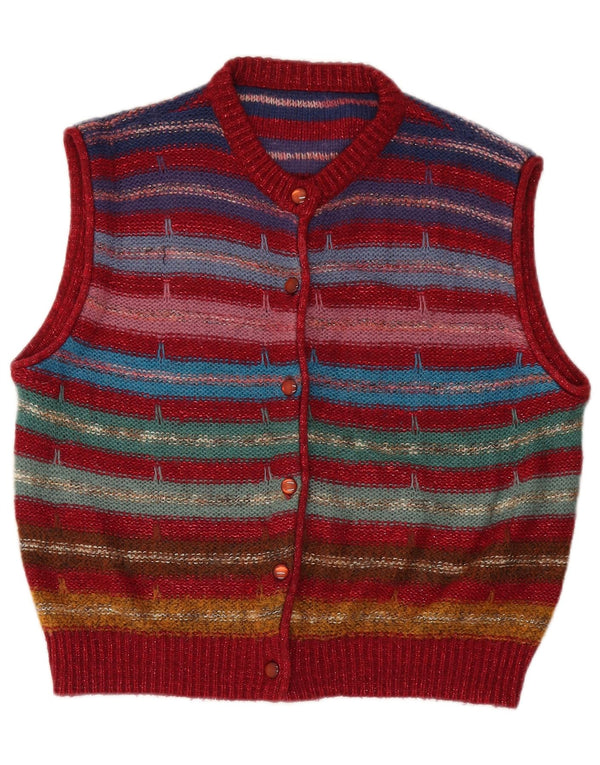 Vintage Womens Cardigan Sweater UK 14 Large Multicoloured Striped