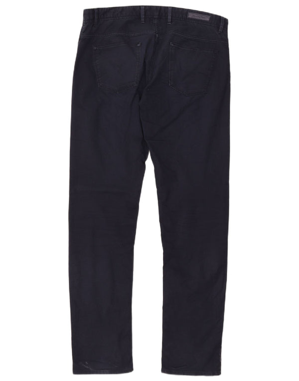 Massimo Dutti Mens Slim Fit Casual Trousers EU 42 Large W32 L31 Navy Blue