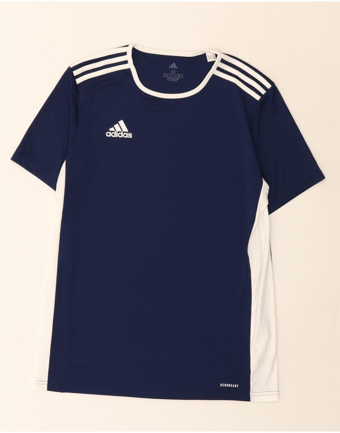 Adidas Mens Aeroready T-Shirt Top Medium Navy Blue Colourblock Polyester