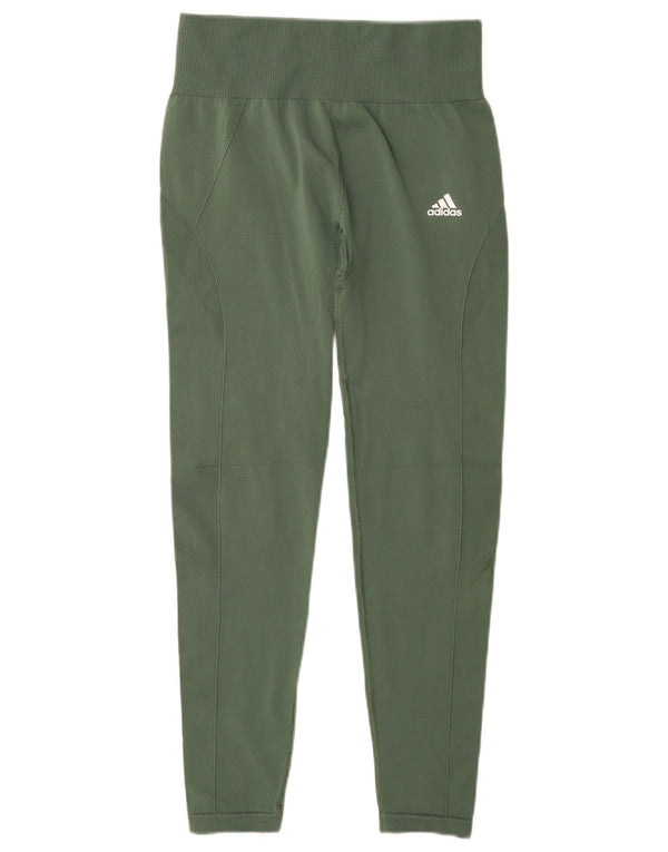 Adidas Womens Leggings UK 8/10 Small  Green Polyester