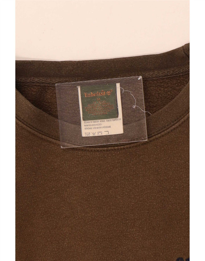 Timberland Mens Graphic Sweatshirt Jumper Medium Brown Cotton