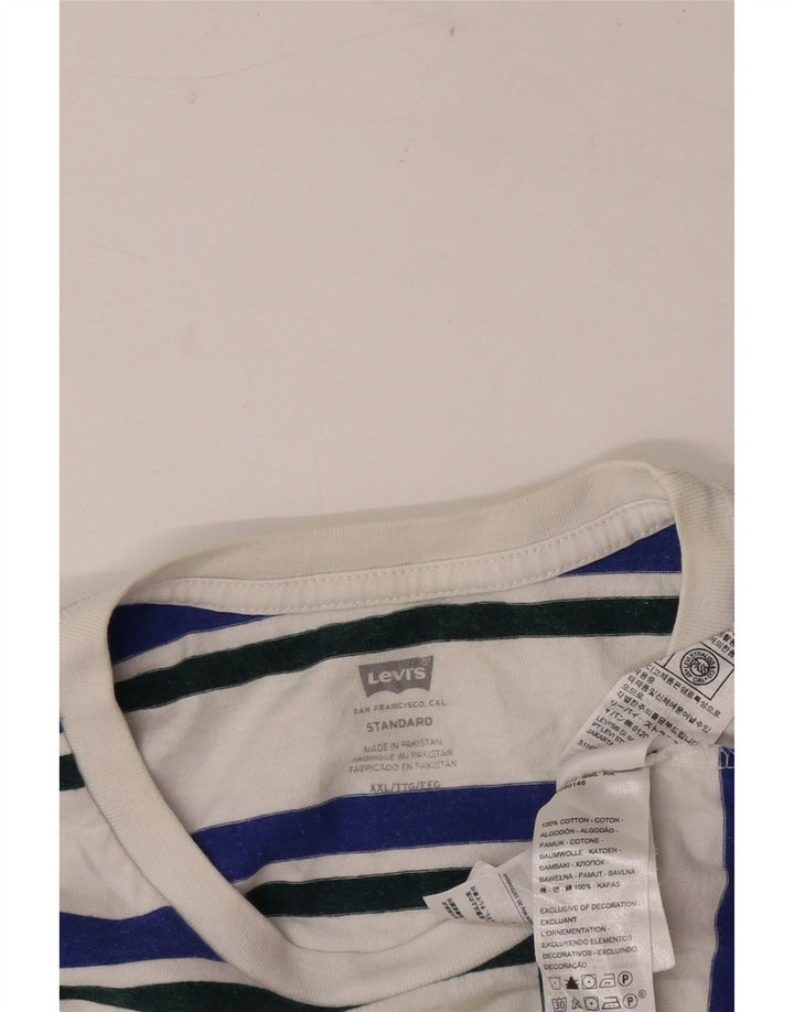Levi's Mens Standard T-Shirt Top 2XL White Striped Cotton