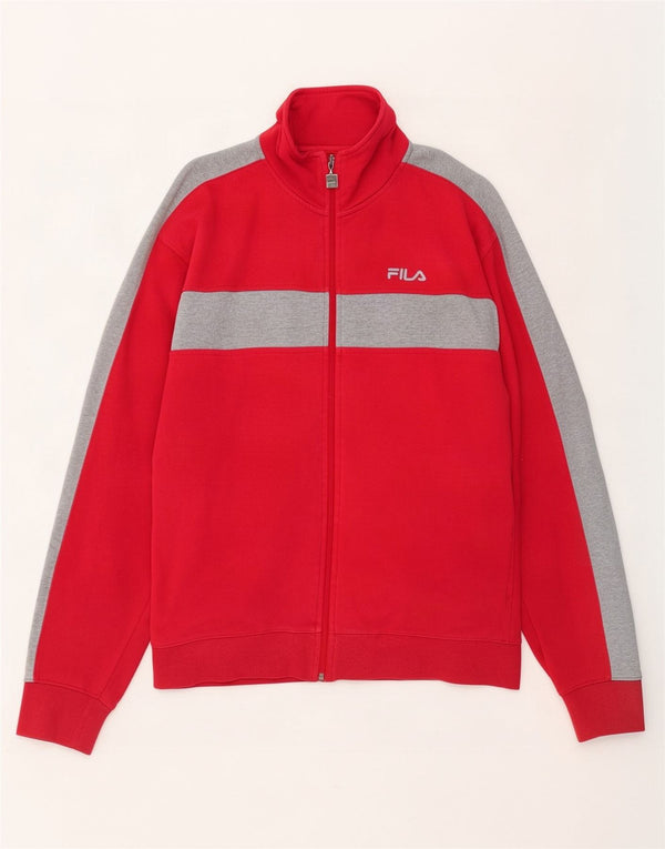 Fila Mens Tracksuit Top Jacket Medium Red Colourblock