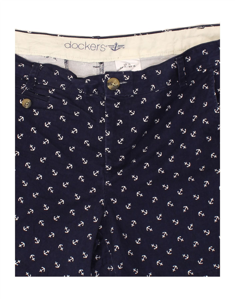 DOCKERS Womens Abstract Pattern Chino Shorts US 14 XL W36  Navy Blue | Vintage Dockers | Thrift | Second-Hand Dockers | Used Clothing | Messina Hembry 