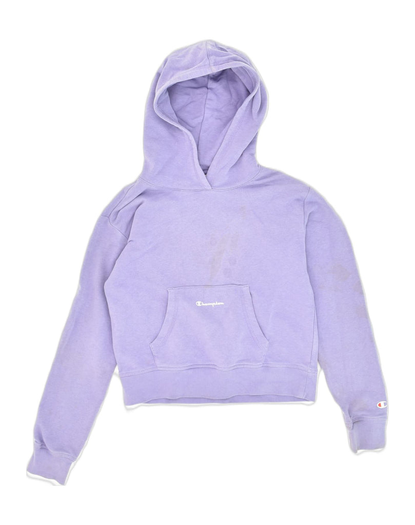 CHAMPION Girls Hoodie Jumper 11-12 Years Large Purple Cotton | Vintage Champion | Thrift | Second-Hand Champion | Used Clothing | Messina Hembry 